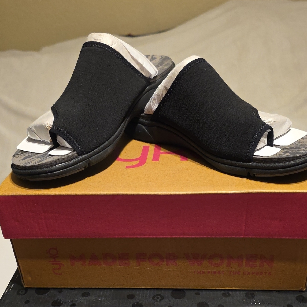 Ryka Women's Black Open-Toe Mules